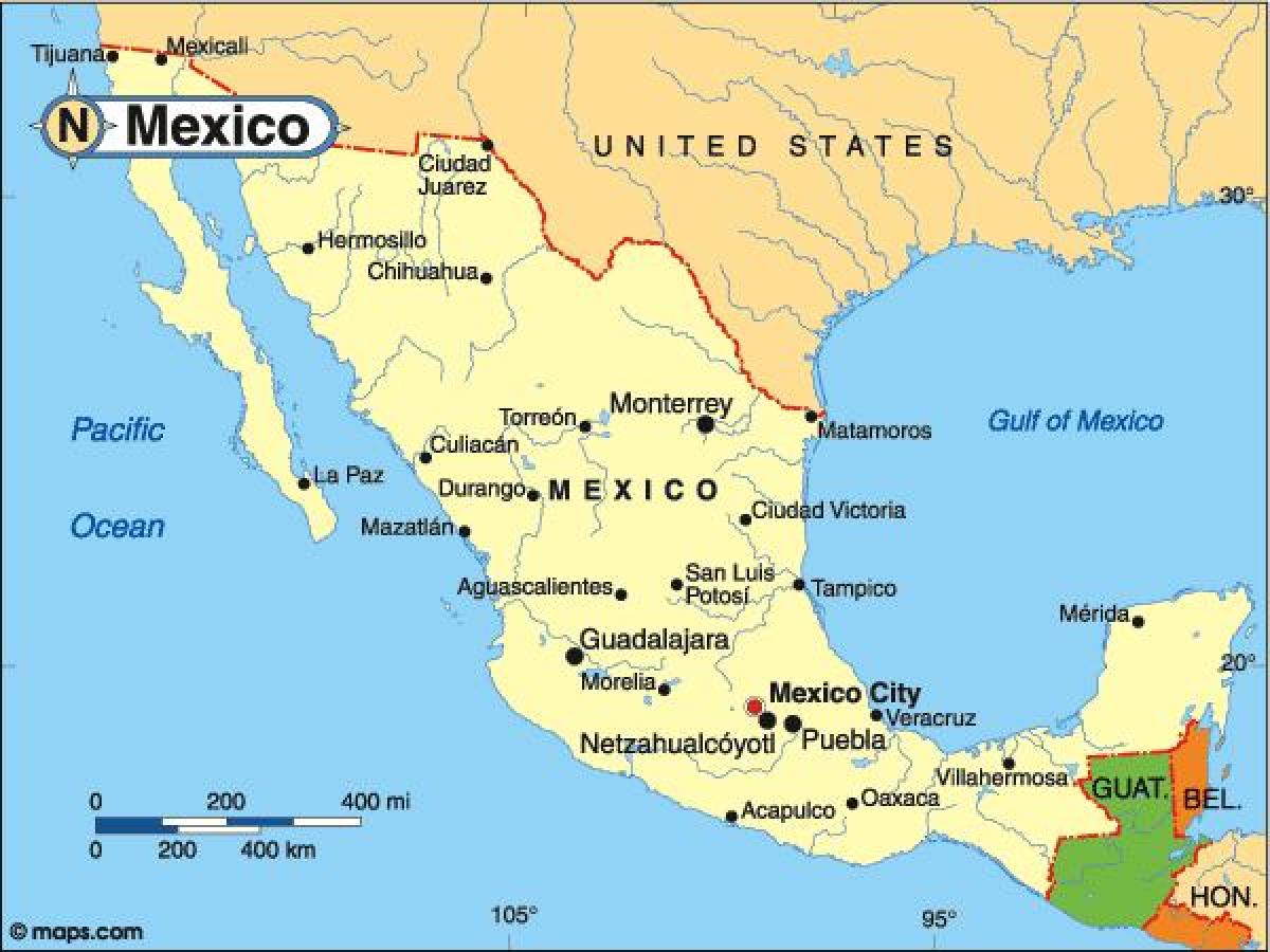 המדינה מקסיקו מפה
