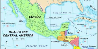 מפת מקסיקו ומרכז אמריקה